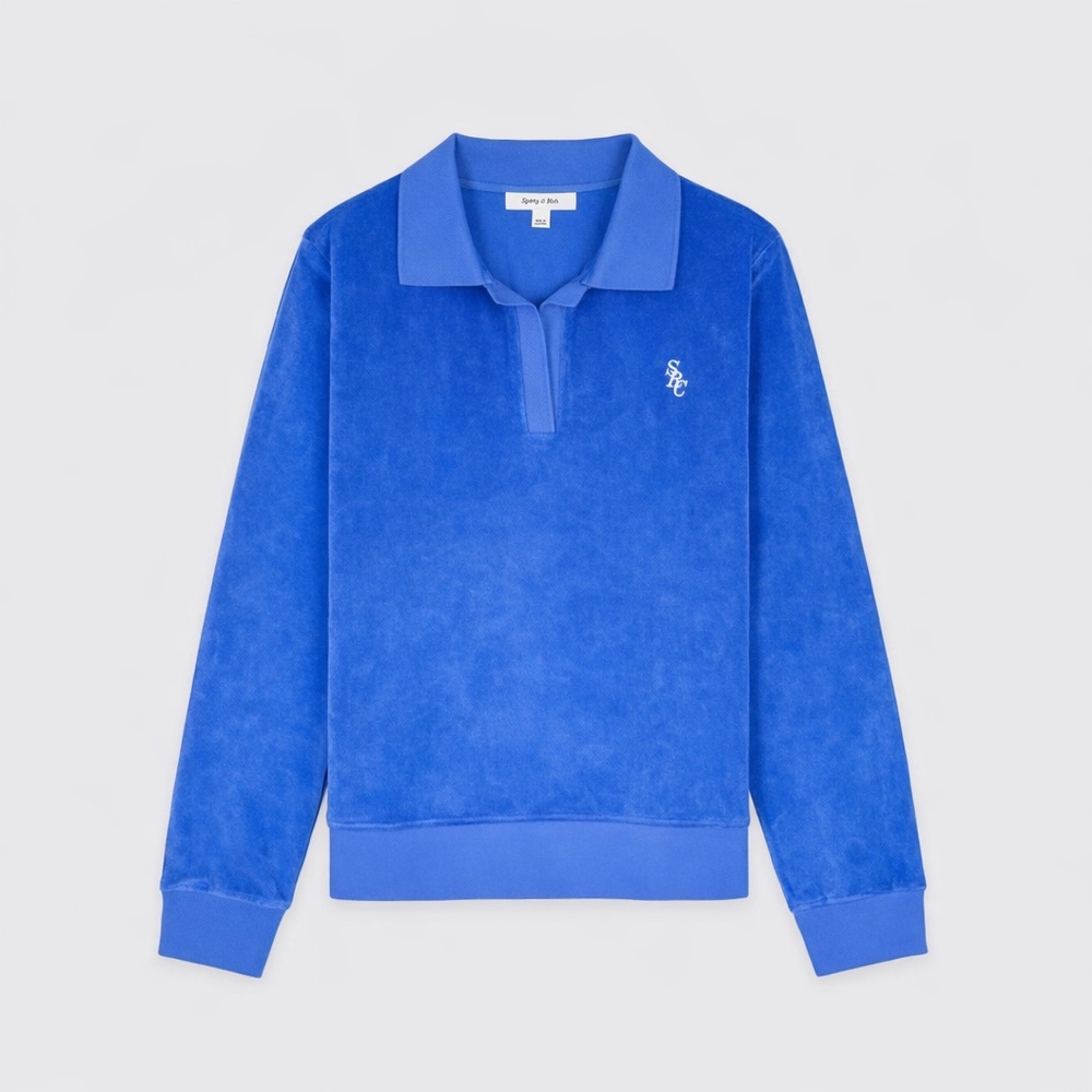 Sporty & Rich Amanda Long-sleeve Polo Blue